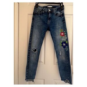 Embroidered Blue Jeans for Women